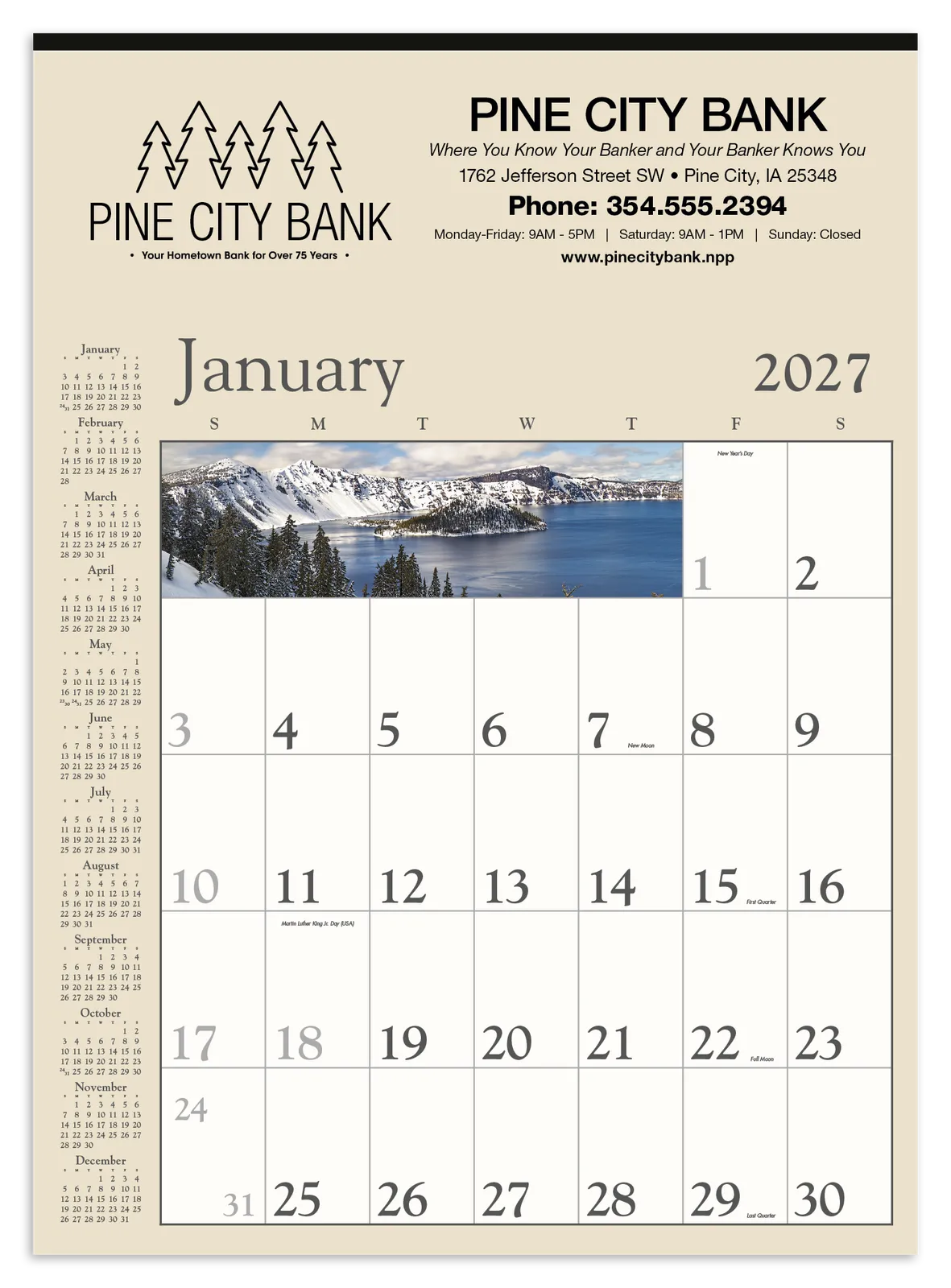 Decorator Wall Calendar Tan Background Large Dates - 25 x 18 in - product view 17