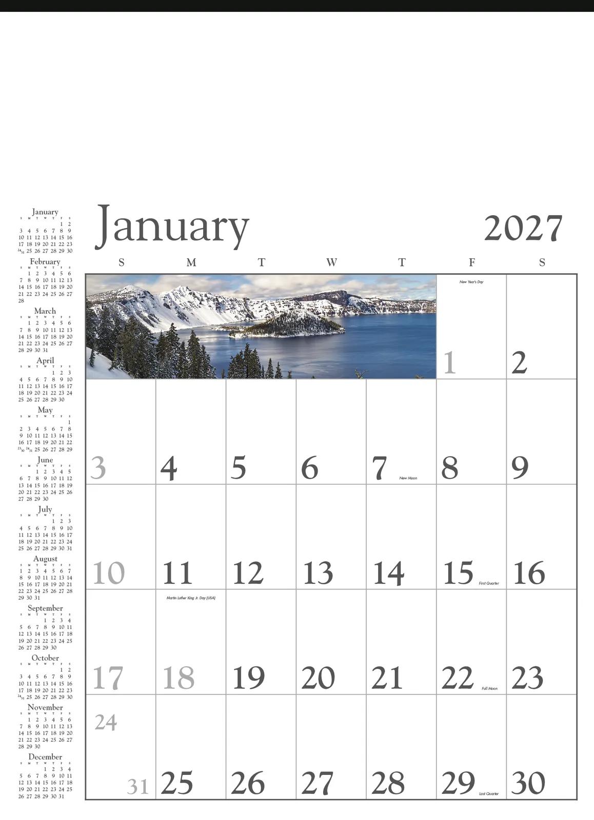 Decorator Wall Calendar White Background Large Dates - 25 x 18 in - product view 3