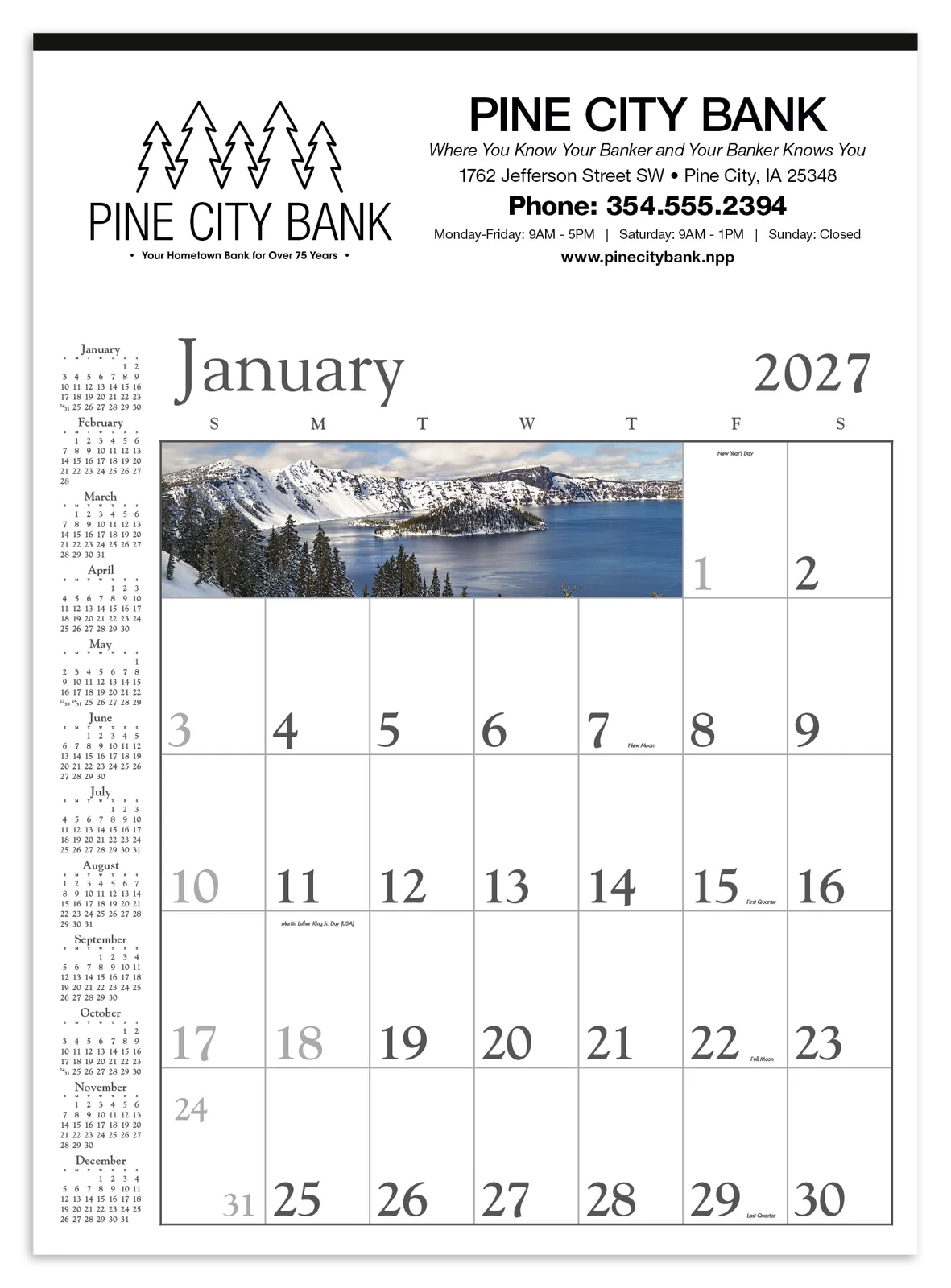 Decorator Wall Calendar White Background Large Dates - 25 x 18 in - product view 17