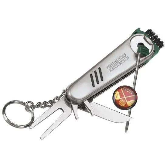 Golf Multi-Tool 6-in-1 Stainless Steel Keychain - 3.625 x 1 in