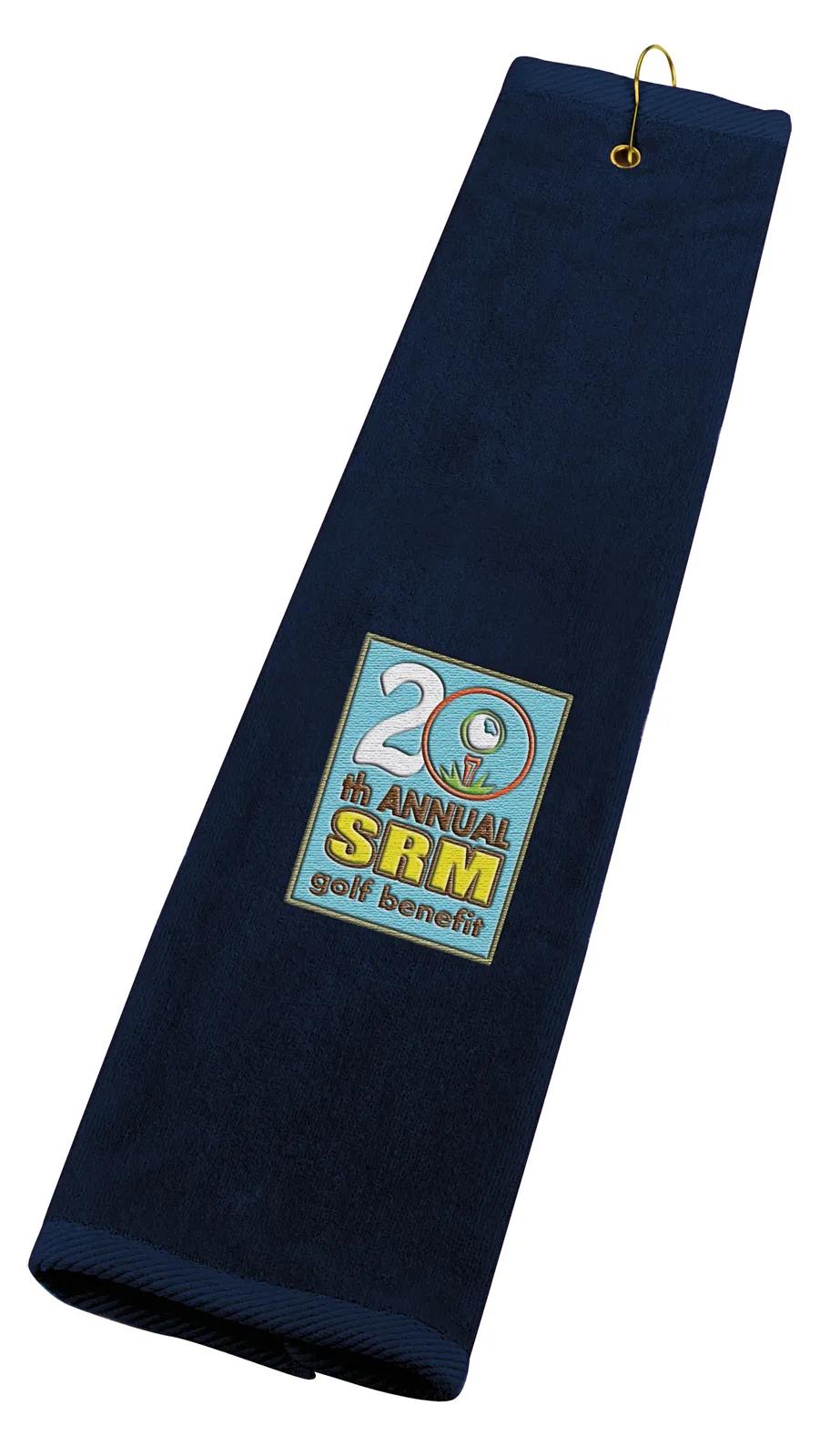 Golf Towel Tri-Fold Cotton Velour Grommet Hook - 15 x 25 in - product view 7