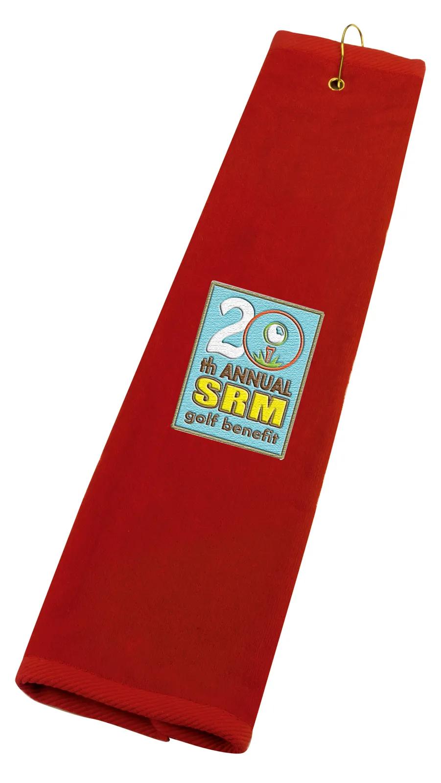 Golf Towel Tri-Fold Cotton Velour Grommet Hook - 15 x 25 in - product view 8