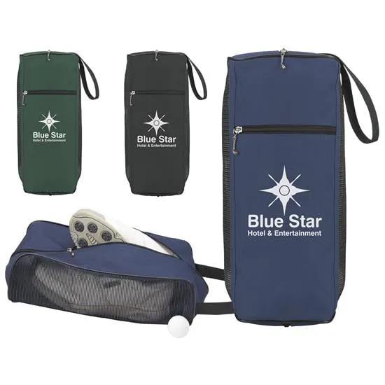 Golf Shoe Bag Mesh Ventilation 600D Polyester - 14.5 x 6.5 x 4.5 in