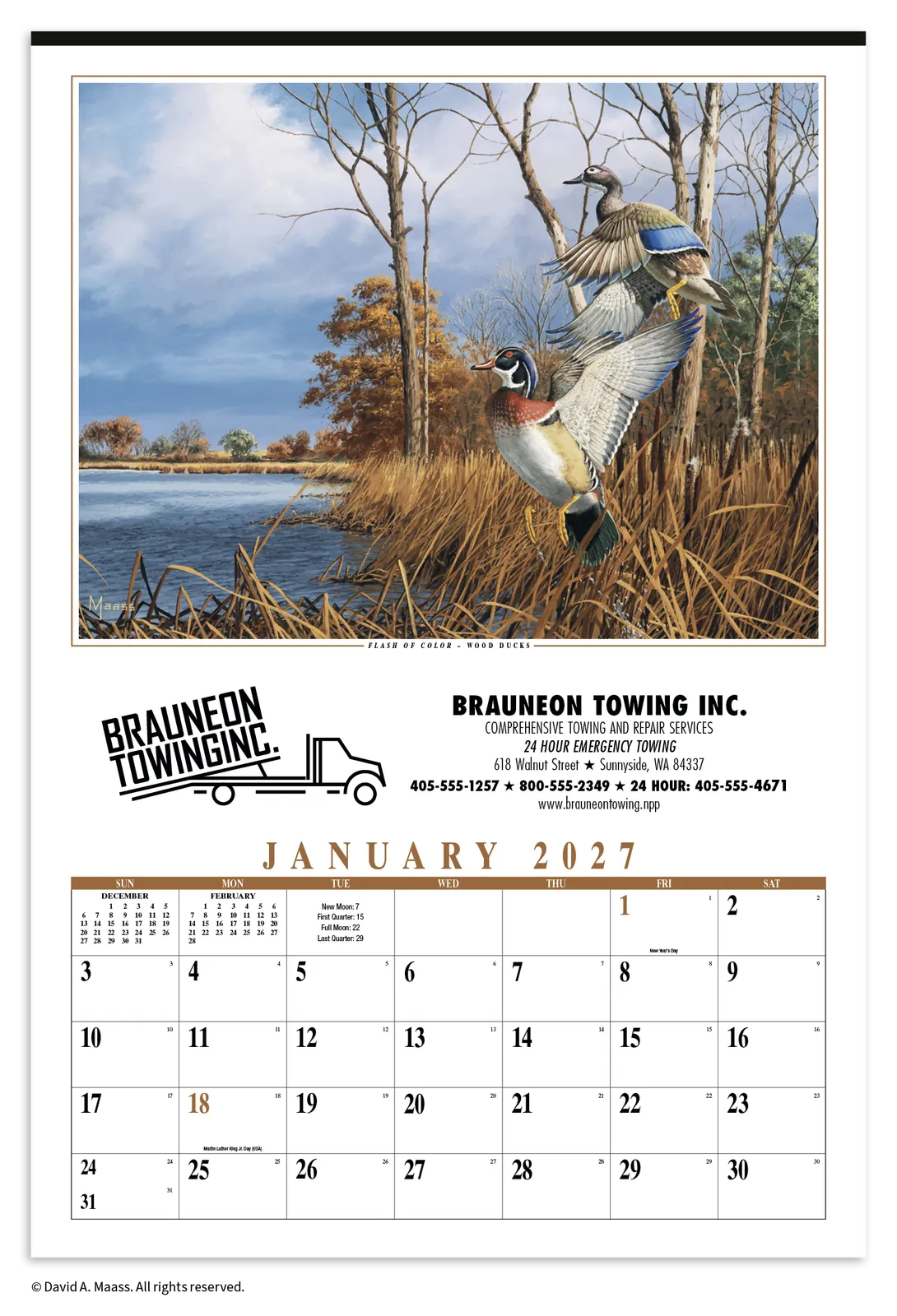 Maass Wildfowl Executive Calendar Wildlife Art FSC - 24 x 16.5 in - product view 17