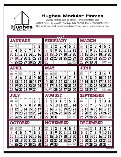 Big Numbers Wall Calendar High Visibility FSC Paper - 29 x 22 in