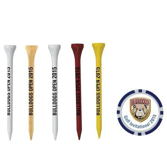 Golf Tee Pack Longer Wood Tees Ball Marker - 6 x 4 in