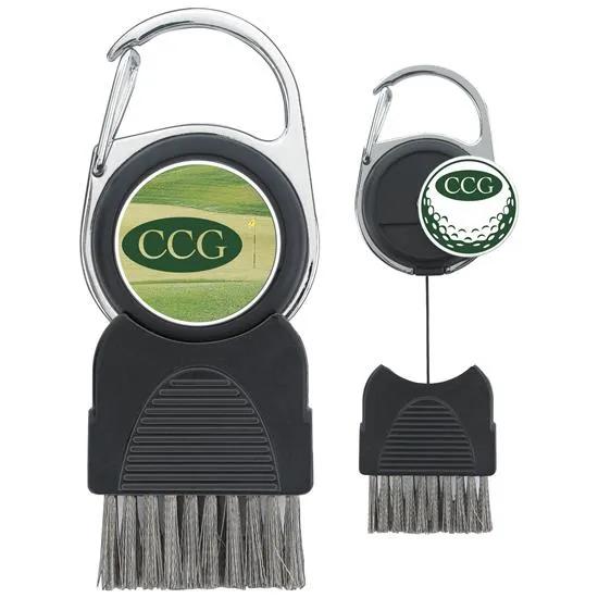 Golf Club Brush with Ball Marker Retractable - 3.5 in
