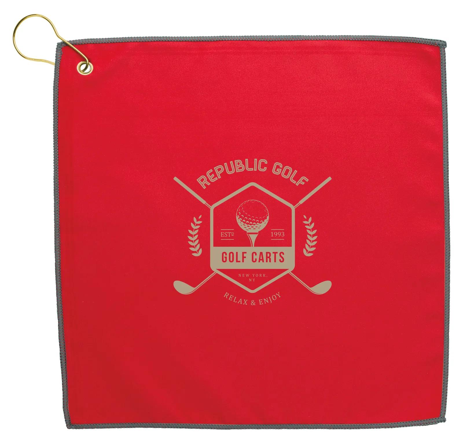 RPET Double Layer Golf Towel with Hook Brass - 11.875 in - product view 11