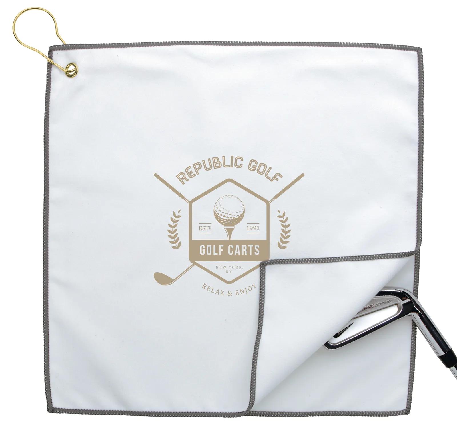 RPET Double Layer Golf Towel with Hook Brass - 11.875 in - product view 17