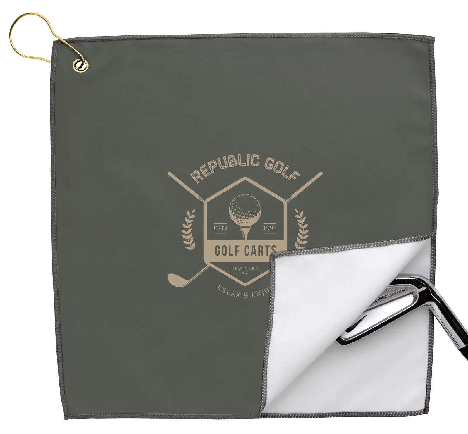RPET Double Layer Golf Towel with Hook Brass - 11.875 in - product view 22