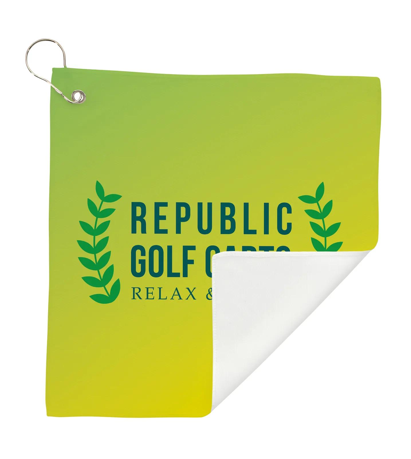 Golf Towel Full-Color Polyester Metal Hook - 11.75 in - product view 5