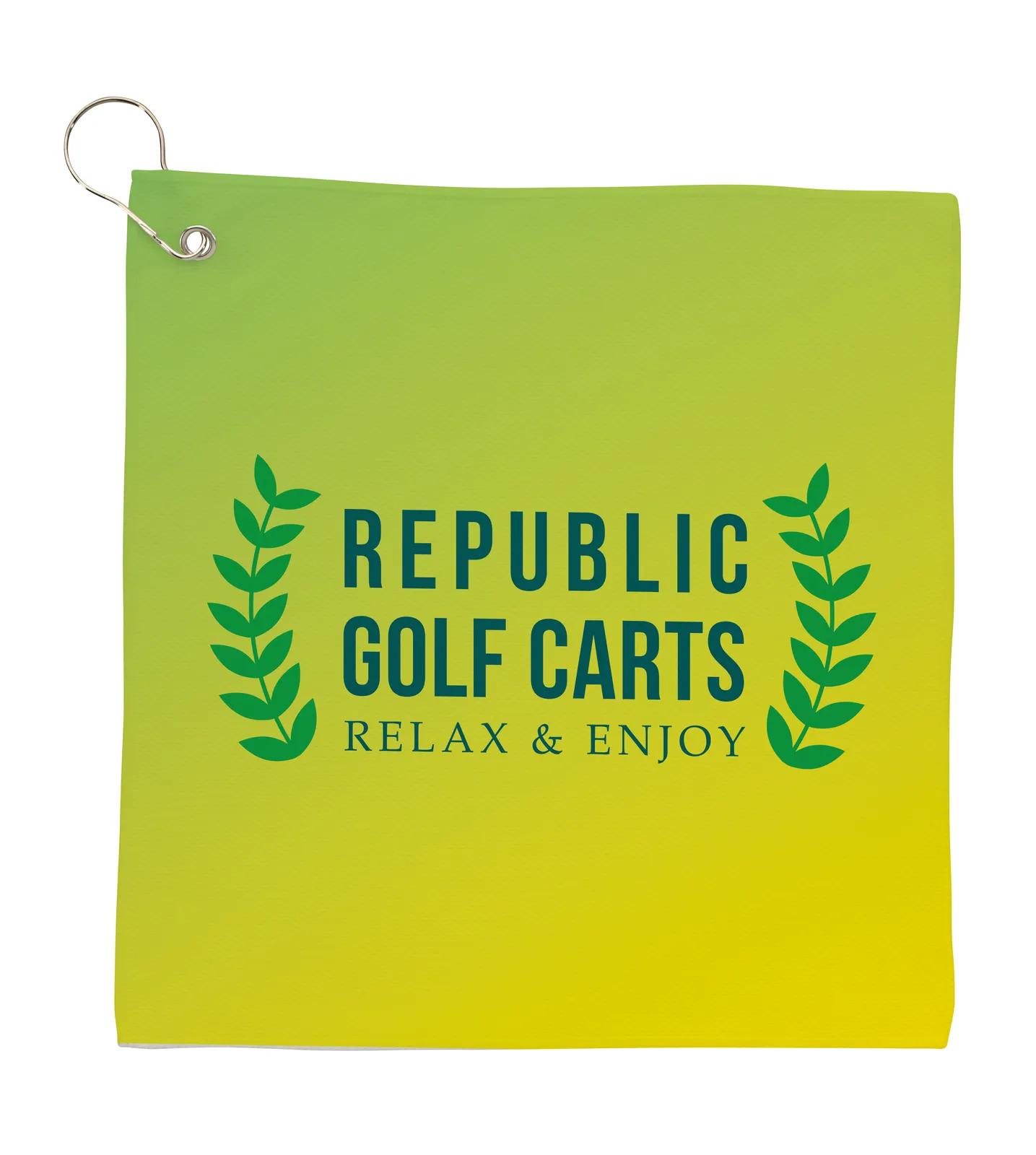 Golf Towel Full-Color Polyester Metal Hook - 11.75 in - product view 6