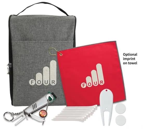 Golf Shoe Bag Kit Heathered Towel Tools - 14 x 9 in