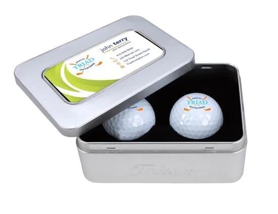 Golf Ball Business Card Tin Presentation Box (2 Pack)