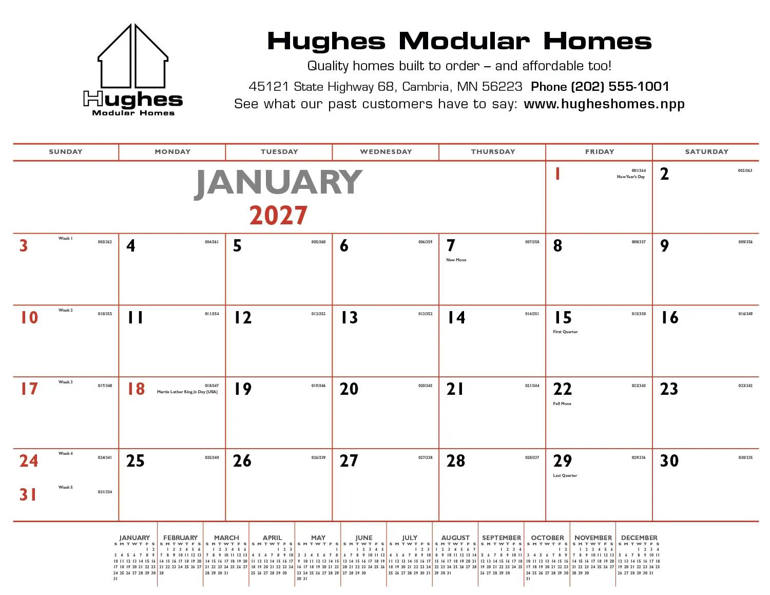 Red Black Desk Pad Calendar Julian Dates FSC - 17 x 22 in - product view 2