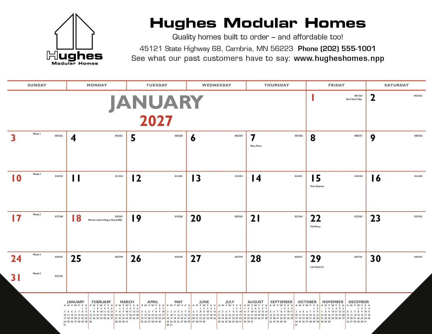 Red Black Desk Pad Calendar Vinyl Corners FSC - 17 x 22 in - product view 2