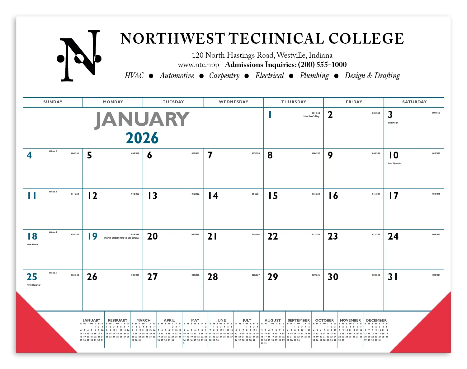 Blue Black Desk Pad Calendar Vinyl Corners - 17 x 22 in - product view 8