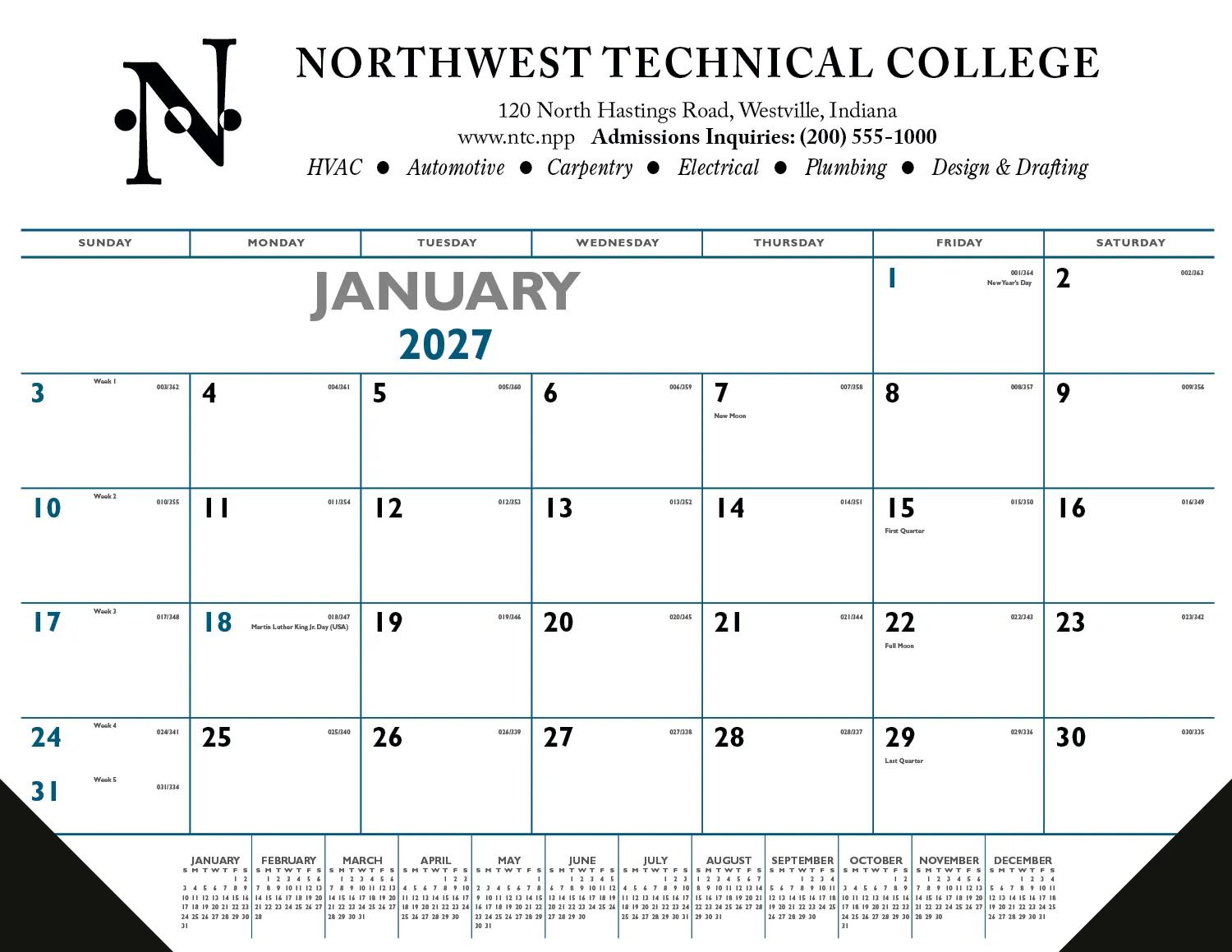 Blue Black Desk Pad Calendar Vinyl Corners - 17 x 22 in - product view 10