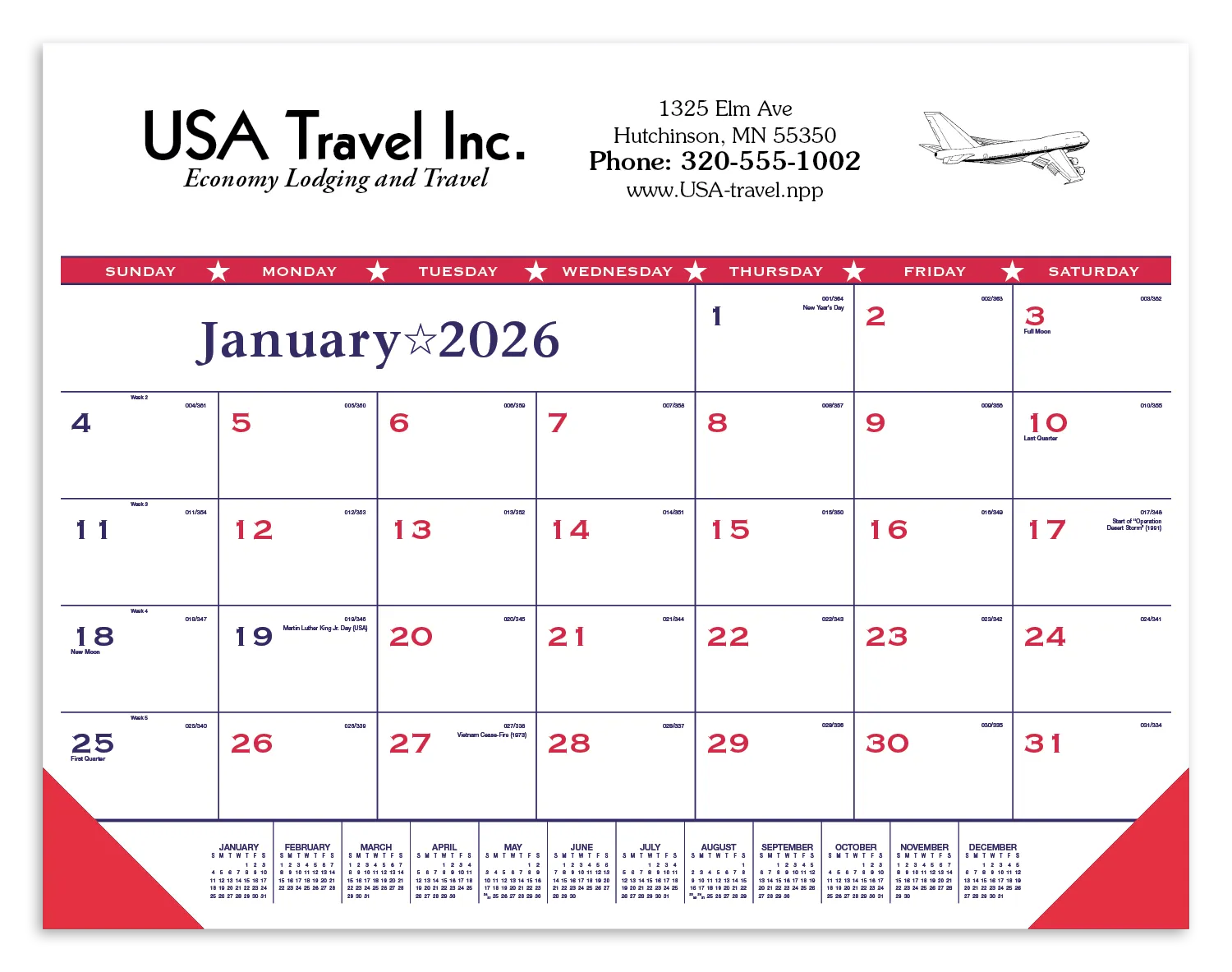 Patriotic Flag Desk Pad Calendar Vinyl Corners - 17 x 22 in - product view 7