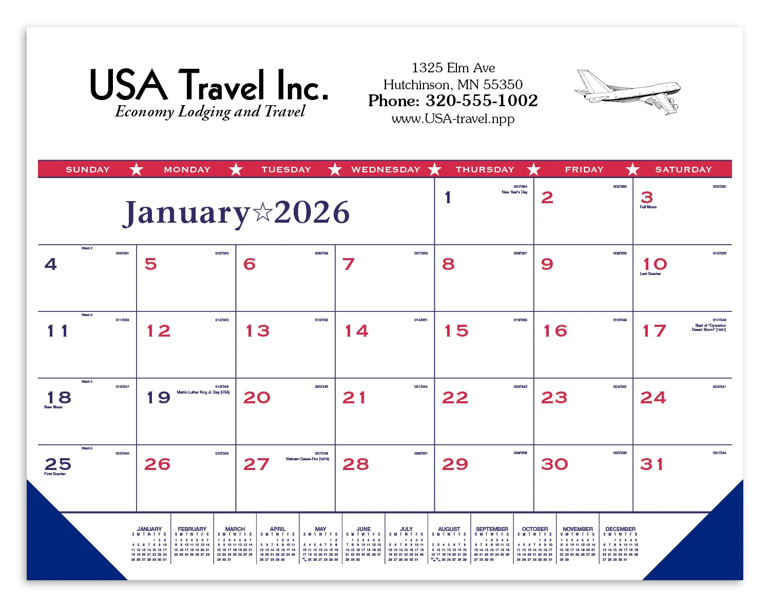 Patriotic Flag Desk Pad Calendar Vinyl Corners - 17 x 22 in - product view 8