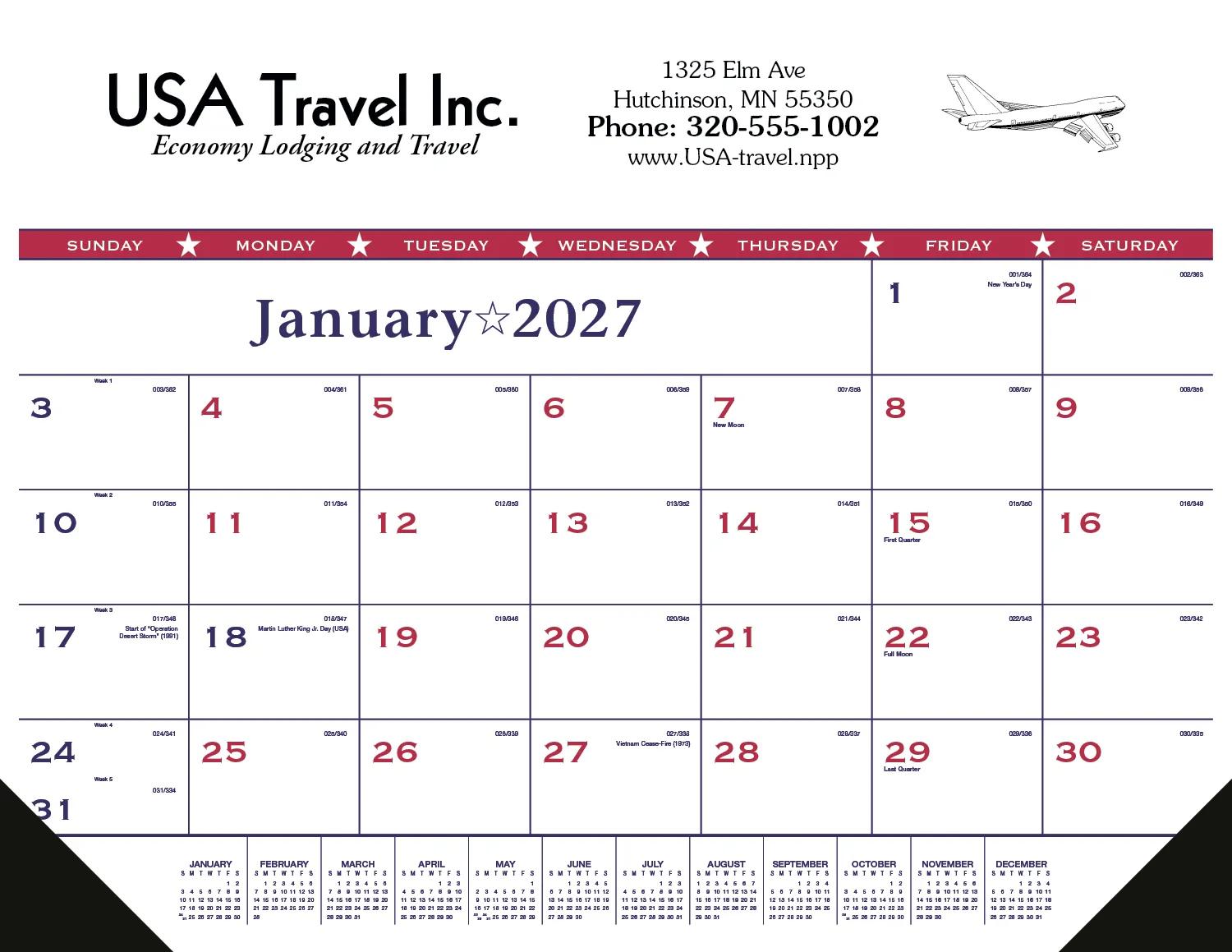 Patriotic Flag Desk Pad Calendar Vinyl Corners - 17 x 22 in - product view 9