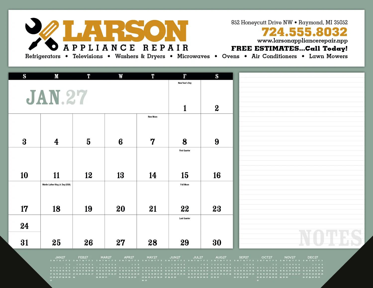 Vinyl Corner Desk Pad Calendar SFI Paper - 17 x 22 in - product view 2