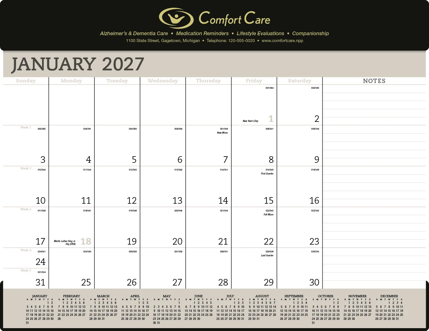 Vinyl Header Desk Pad Calendar Julian Dates - 17 x 23 in - product view 2