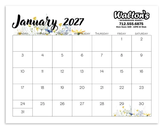 Floral Small Monthly Desk Pad FSC Paper - 11 x 8.5 in